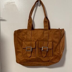 Brown Tote Bag with Buckle Details